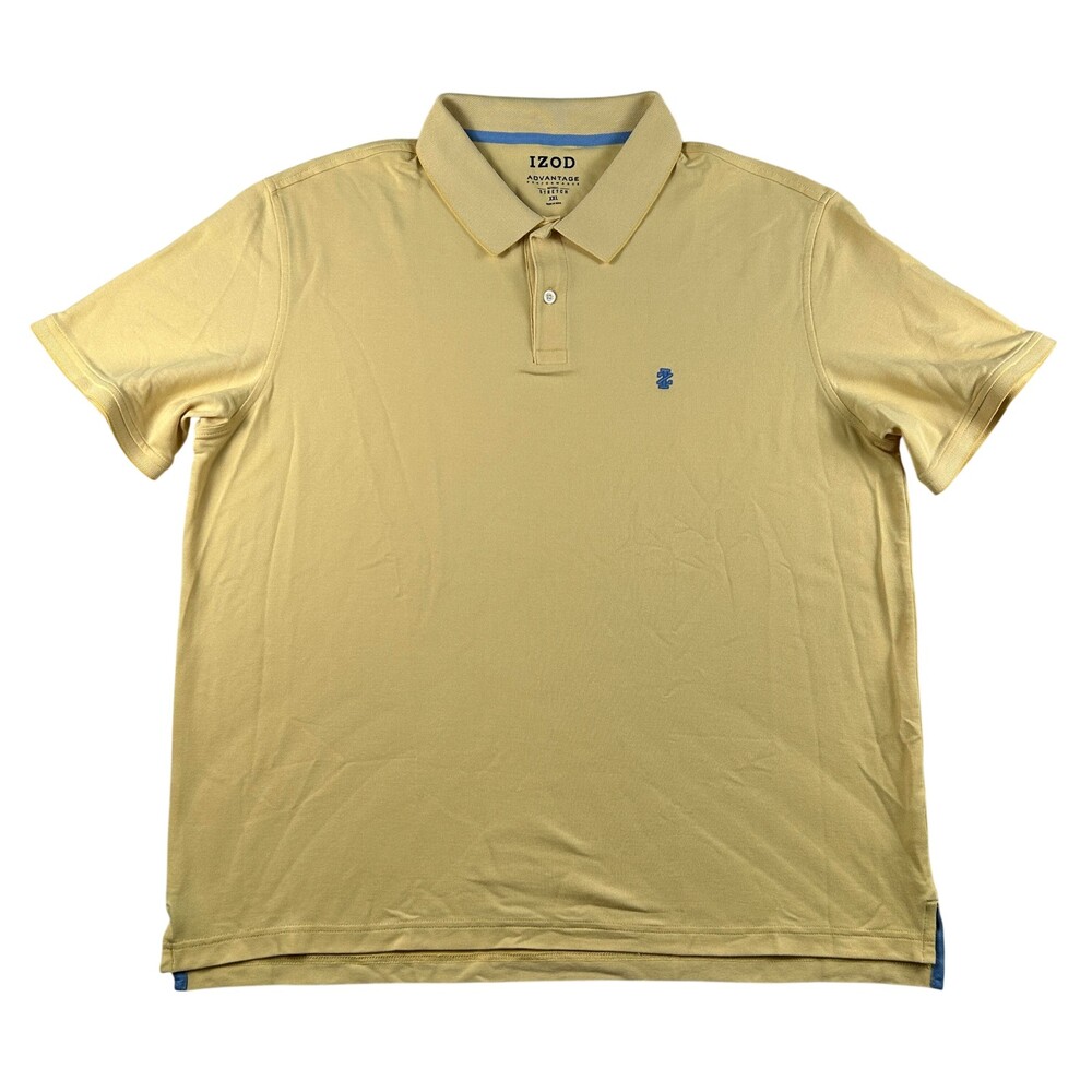 IZOD Advantage Performance Polo Shirt Mens 2XL Yellow Stretch Knit Casual